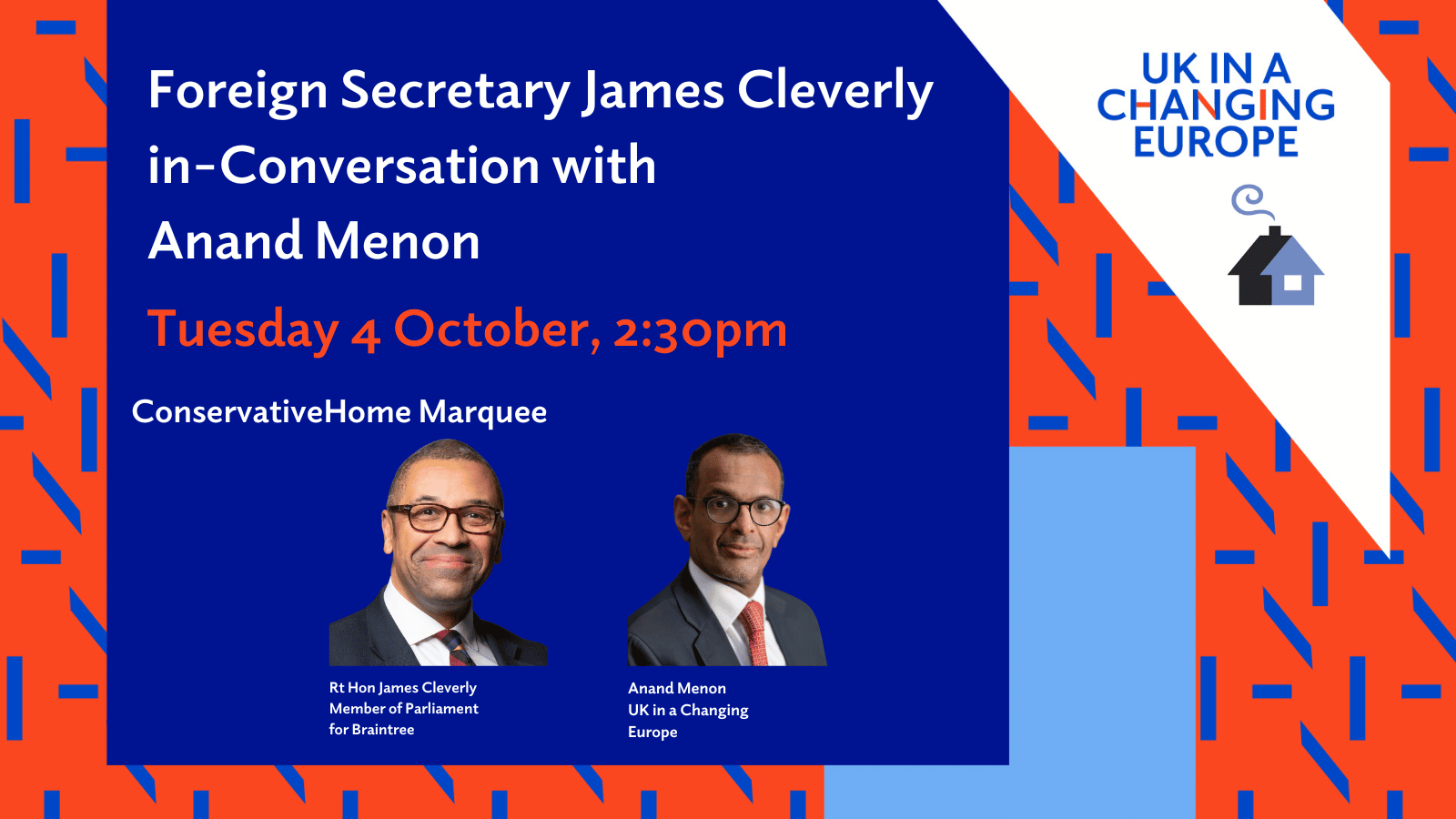 Foreign Secretary James Cleverly inconversation with Anand Menon and
